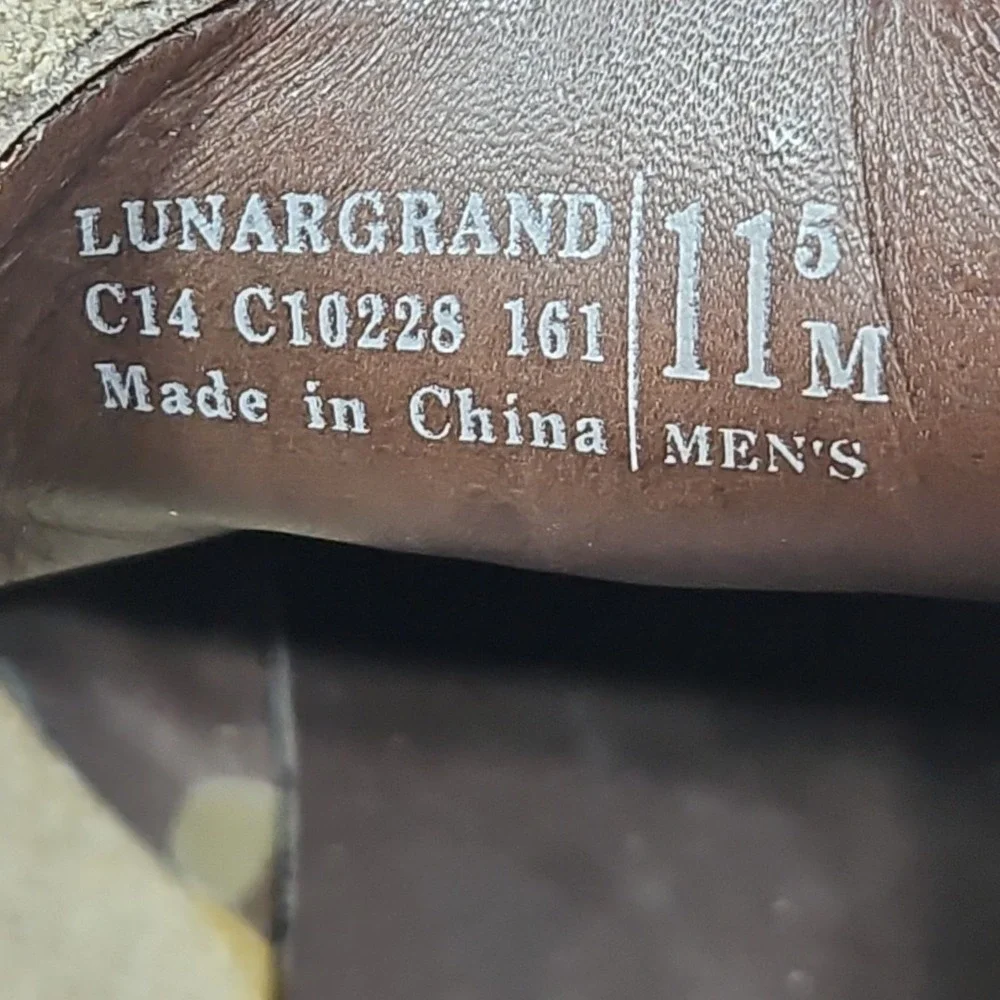 Cole Haan LunarGrand Wingtip Oxford Mens 11.5M Tan Red Suede Dress Shoes‎ C10228